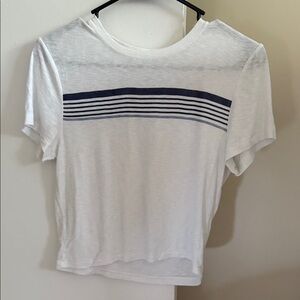 American Eagle Outfitters White and Navy Crop Top